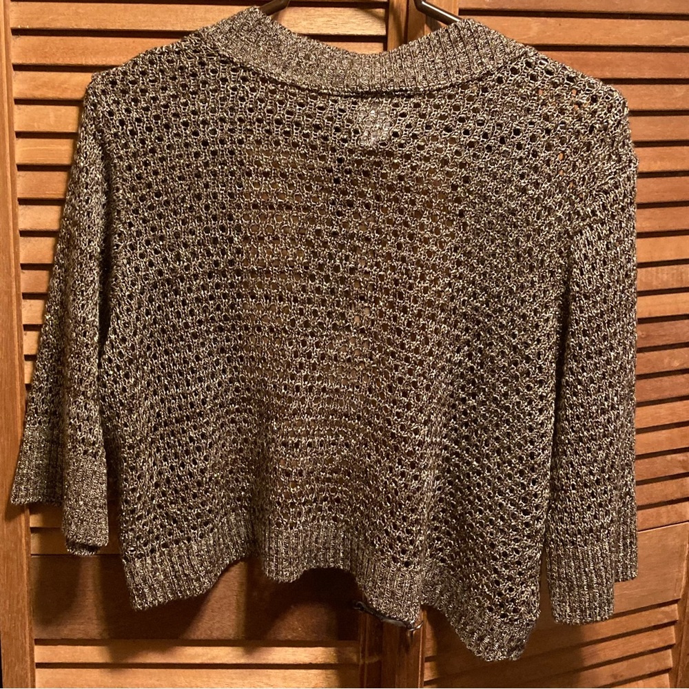 Marisa Christina Woman Brown & Beige Knit Shrug with Gold Glitter Sequins - Picture 10 of 12